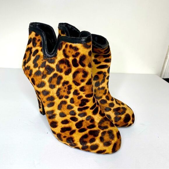 Gianni Bini Women Cheetah Print Pony Hair Ankle  Boots Size 7M See Description - Picture 1 of 10